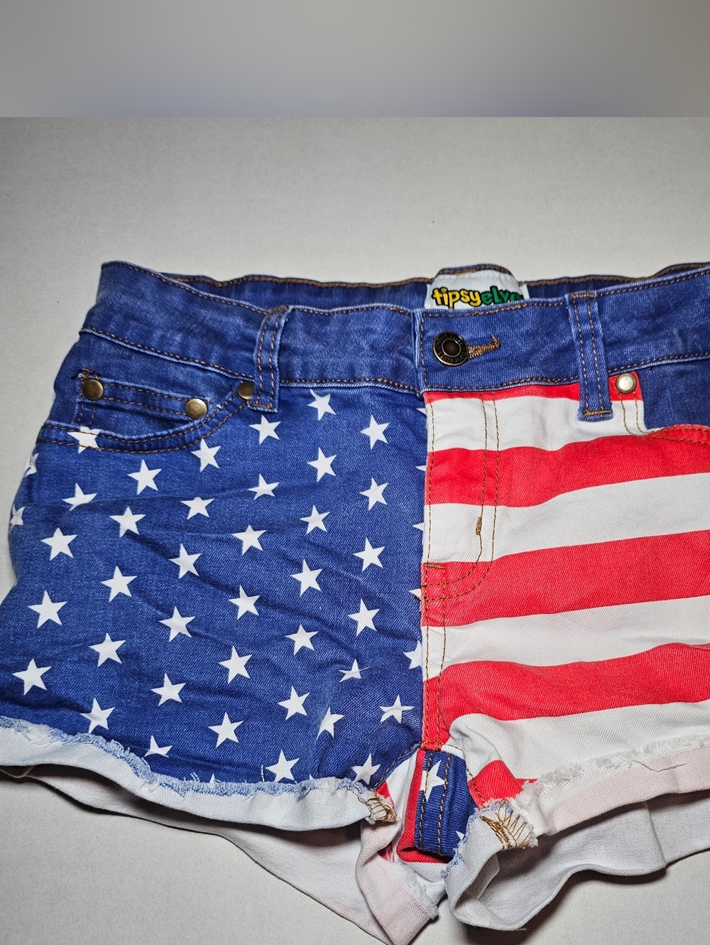 Tipsy Elves Shorts Women's Size S Red White Blue American Flag 4th July Party